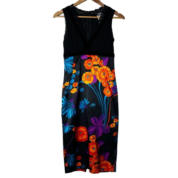 Dolce & Gabbana Dress Size 38 US 0 Sleeveless Midi Pencil Floral Orange Black - Picture 1 of 10